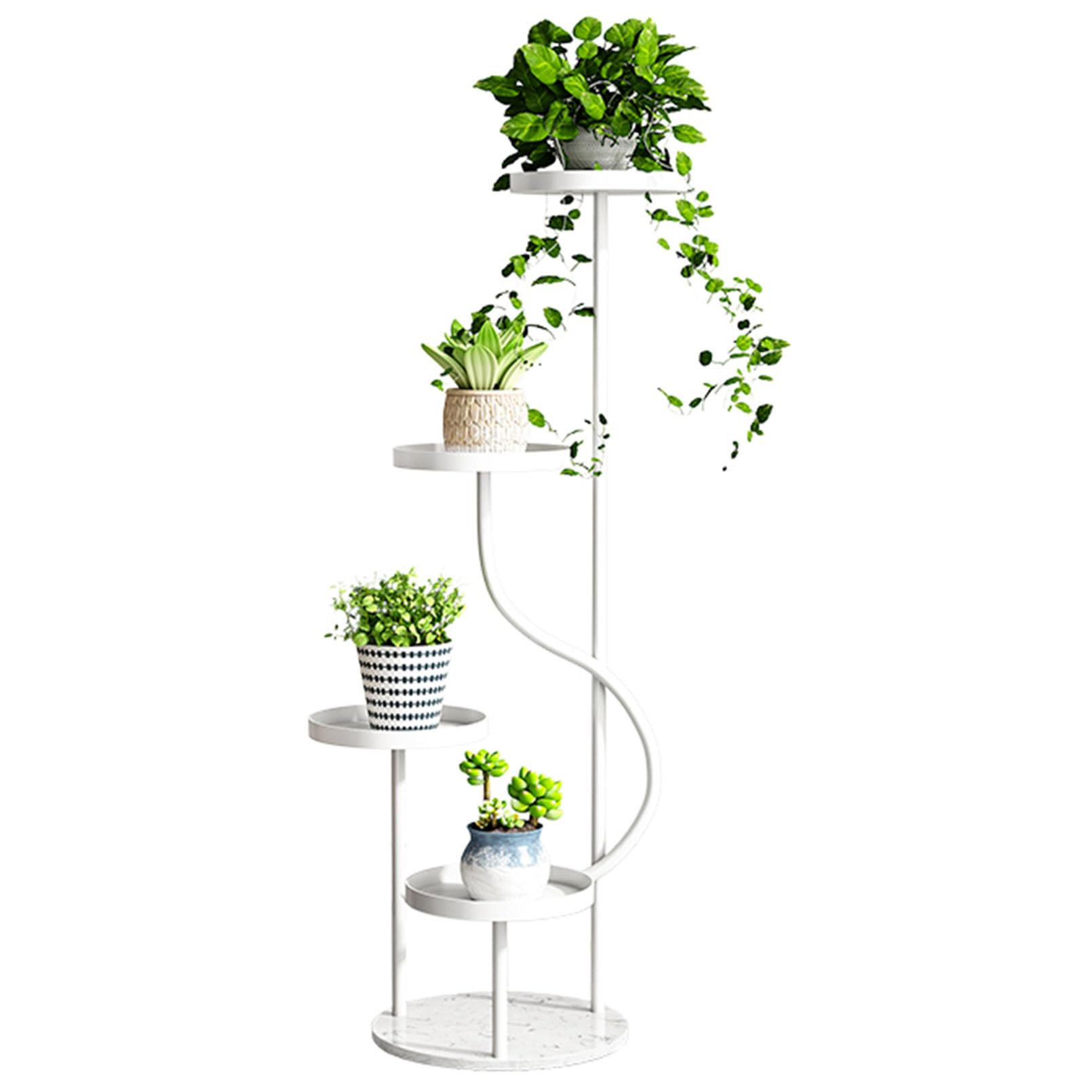 Support à plantes en métal extérieur et intérieur avec étagère ronde robuste pour fleurs