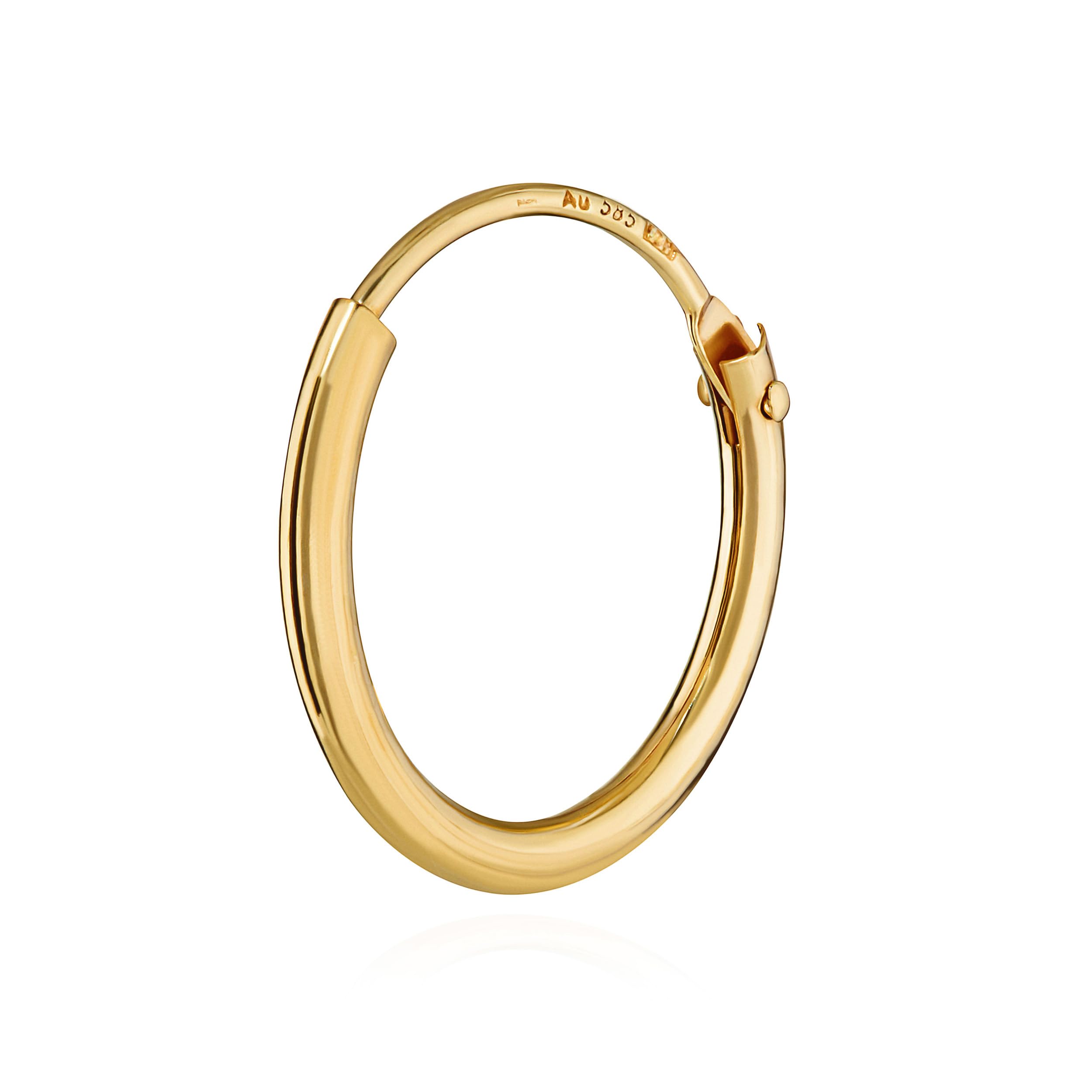 NKlaus 585 ORO genuino de 14 quilates pendientes criollos de hombre 13mm 1751