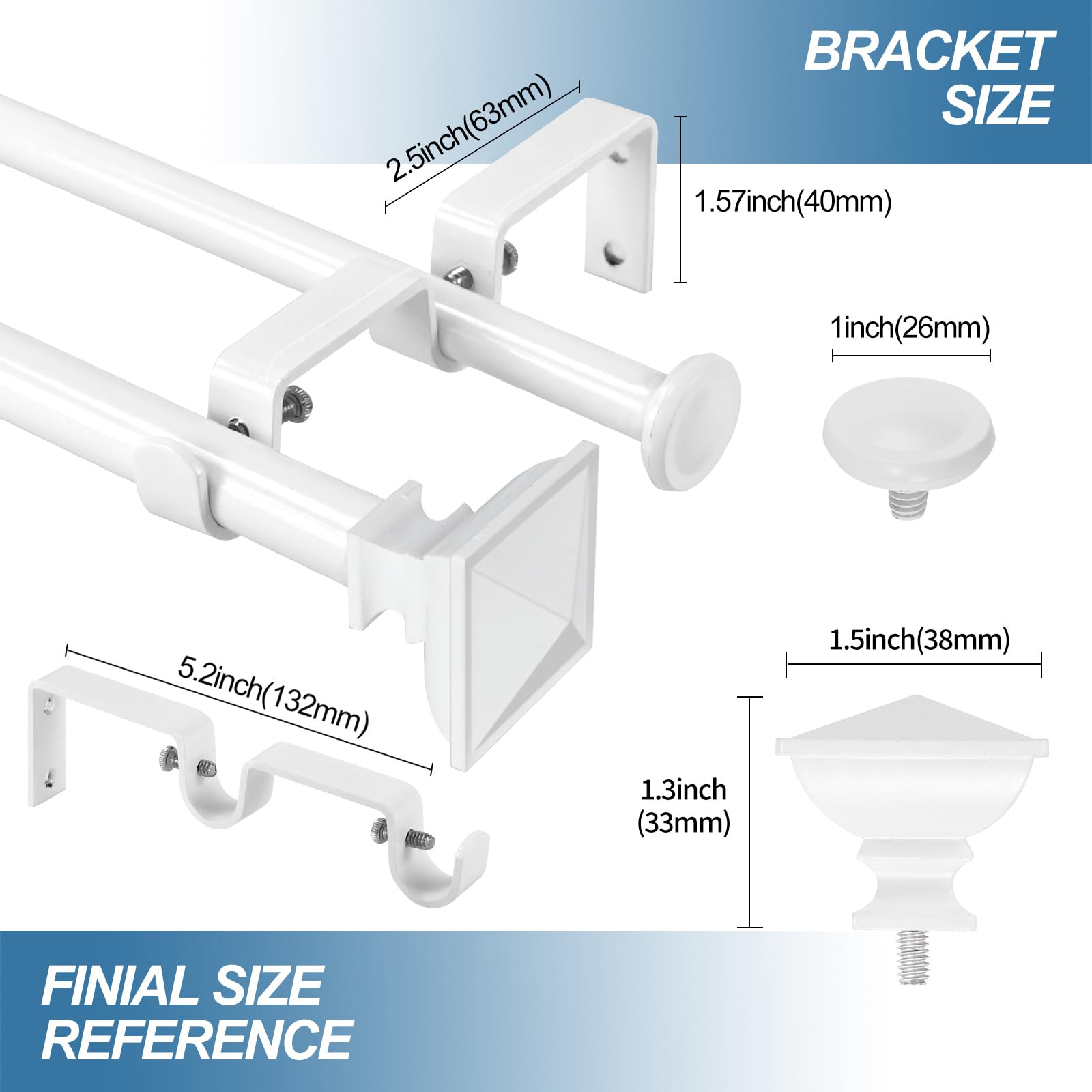 Urbanest Square Urn Adjustable Double Drapery Curtain Rod Set, 5/8