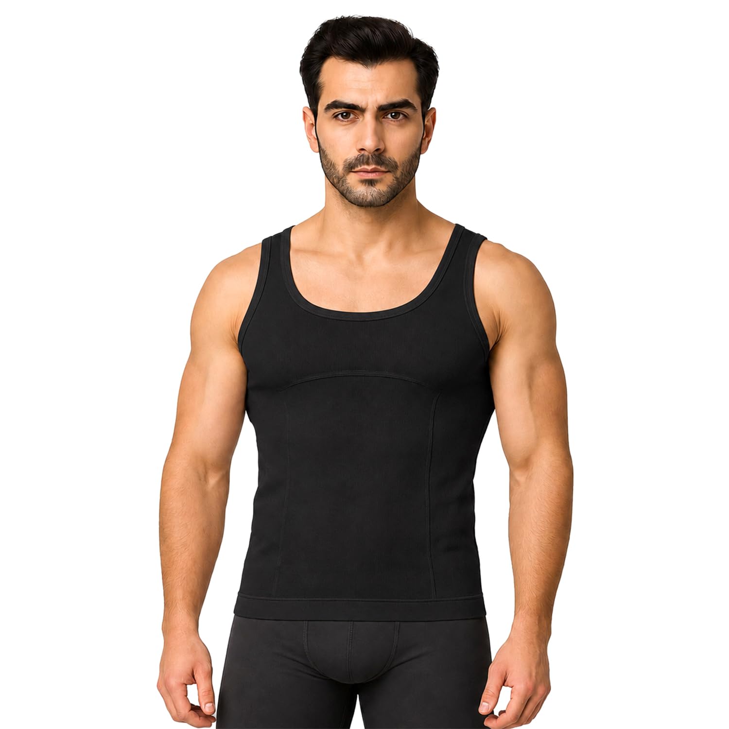 Mens Cotton Compression Shirt Slimming Body Shaper Vest Sleeveless Waist Trainer Workout Tank Top Tummy Control Shapewear-image-16