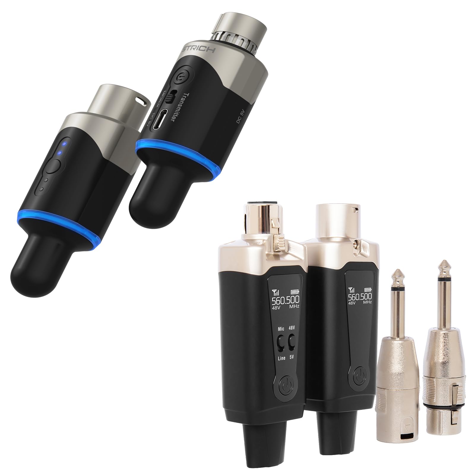 STRICH M5 UHF Wireless XLR Microphone System with 4-Channel, M2 UHF Wireless Microphone System XLR Mic Adapter with 16 Channels for Dynamic Microphone