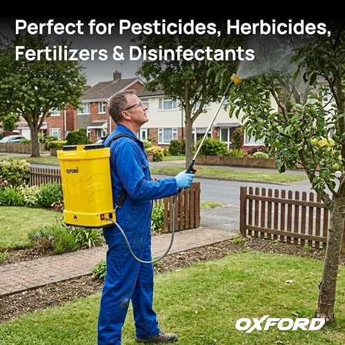Image of Tomahawk Oxford SIN-2031 20L Battery Operated Agricultural Sprayer | 12V Motor with 12Ah Battery | Electric Farm Sprayer with Adjustable Lance, 3 Nozzles & Backpack Strap