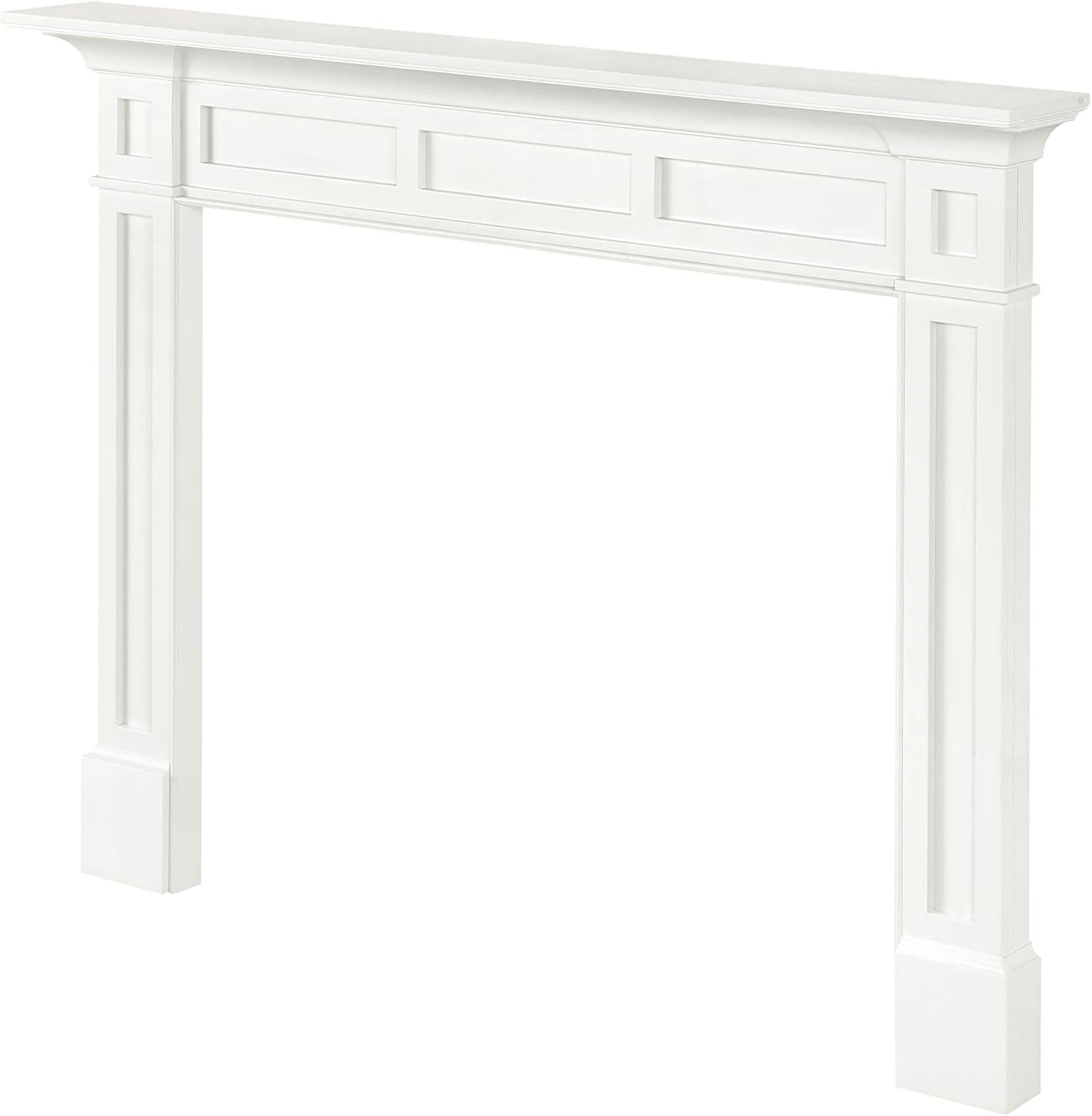 Pearl Mantels ARYB56515 Furniture for Your Fireplace, Premium Grade A MDF Mantel Surround, Crisp White Paint, Interior Opening 56" W x 42" H