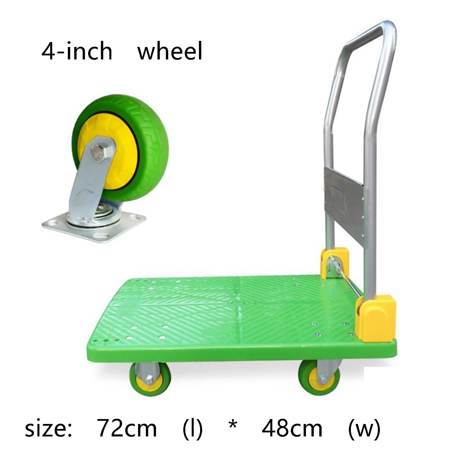 Carretilla Carro de Empuje Plano Dolly Carro de Cama Plana Plegable Carro de Plataforma Camión con 4 Ruedas Plegable Movimiento y Carga