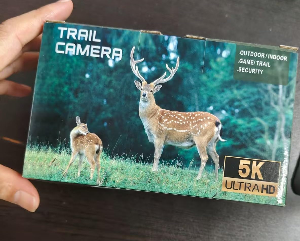 Wildkamera mit Handyübertragung APP, 5K 64MP HD WLAN Bluetooth mit 32GB Speicherkarte, Wildkamera mit Bewegungsmelder Nachtsicht, 0.1s Auslöser, IP67 Wasserdicht, 130° Weitwinkel