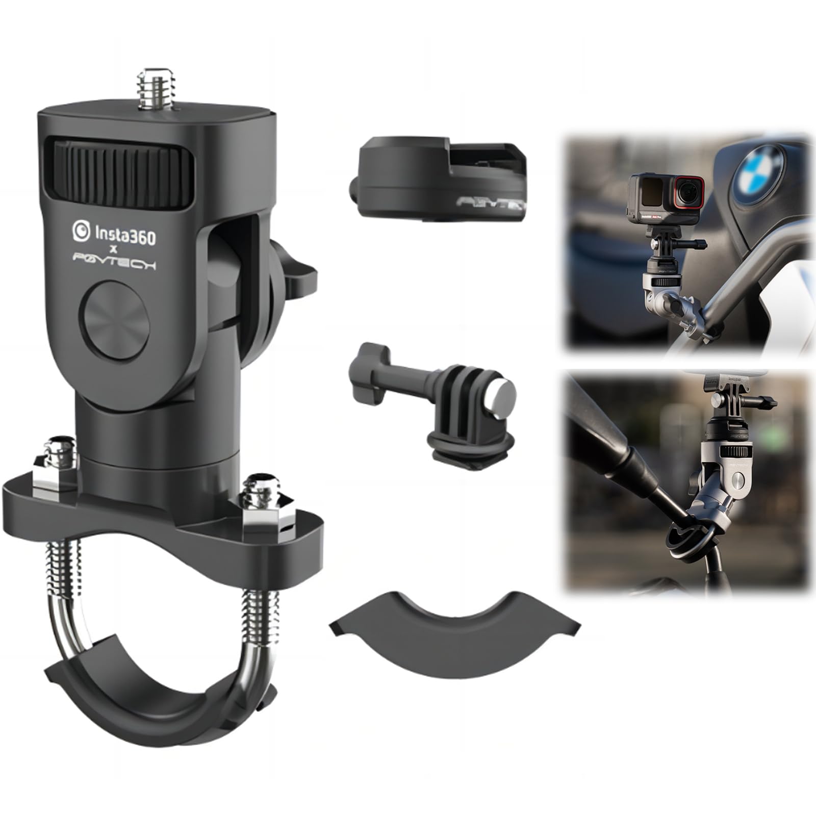 Fahrrad/Motorrad Mount für GoPro 13 12/DJI Osmo Action 5 Pro/Insta360 X5/DJI Osmo Pocket 3/Insta360 Ace Pro 2/Insta360 GO 3S/DJI Osmo Action 4/Insta360 X4/X3 Action Kamera U-Bolt Halterung