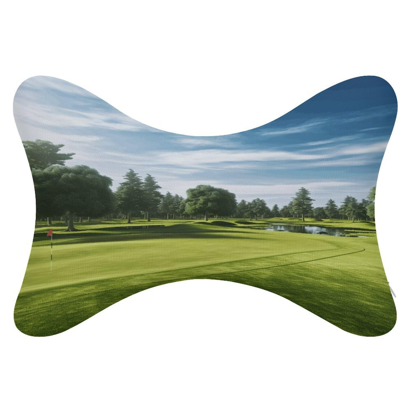VstaDank Golf Course Lawn Car Neck Pillows 2 Pack Removable Ergonomic Cervical Support Pillow Fashion Cozy Bone Shaped Pillows Soft Car Headrest Pillow for Office Airplane Most Car
