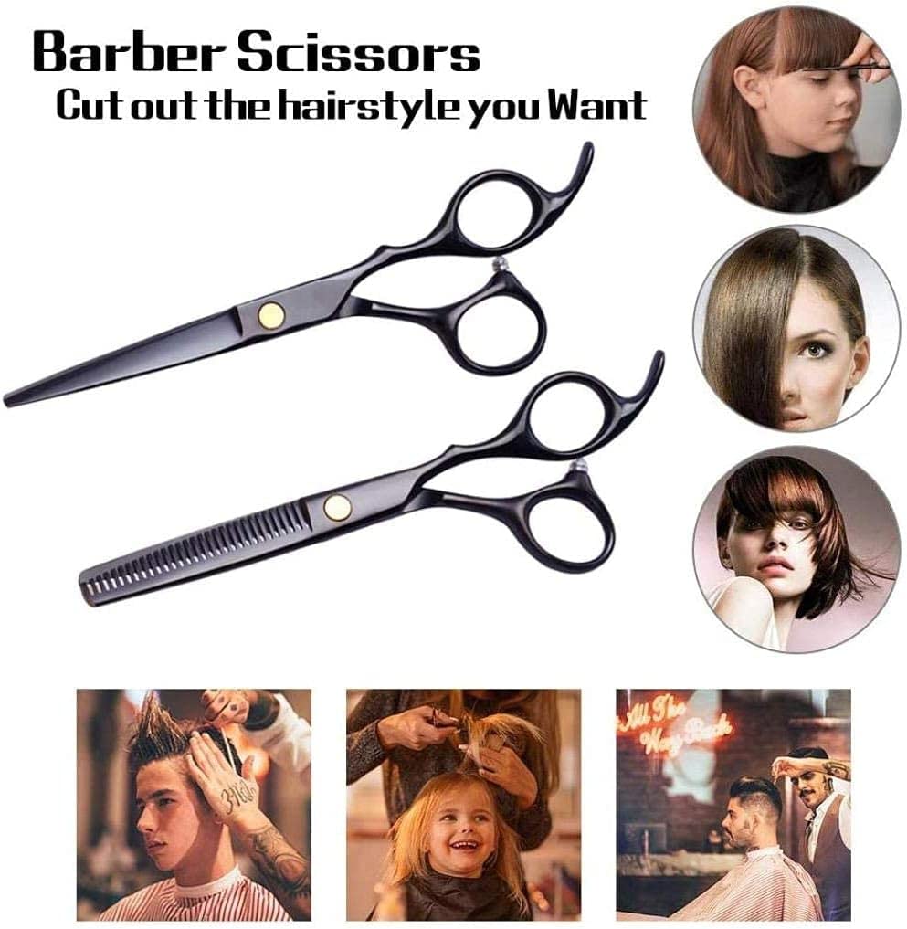 Haarschneidescheren-Set, 10-teilig, Haarschneidescheren-Set mit Effilierschere, Haarschneideumhang, Rasierkamm, Clips, Friseurschere für den Friseursalon zu Hause, Haarscheren für Frauen und Männer