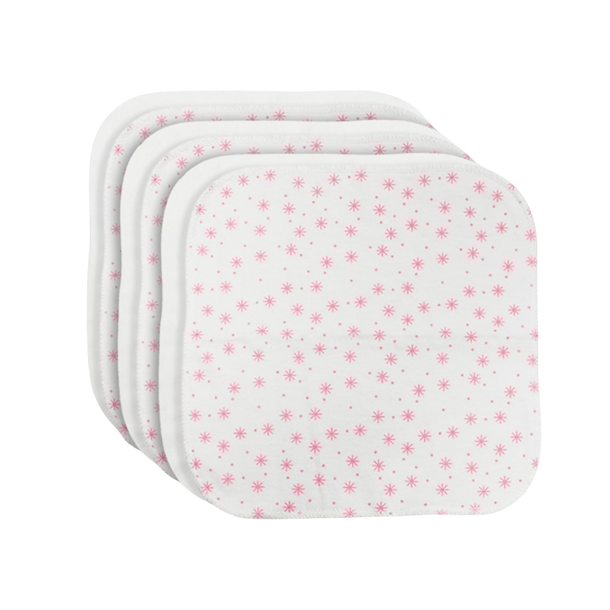bistyle Baby Baumwoll Waschlappen 6er Pack 20x20 cm | 100% Bio-Baumwolle | Weiche Baby-Mundtücher & Spucktücher für Neugeborene | Star-Design, Box Verpackung (Rose)