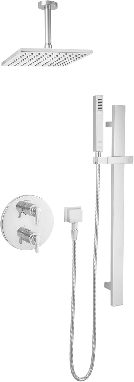 American Standard Rain 8" Square Showerhead-Chrome Chrome, .5
