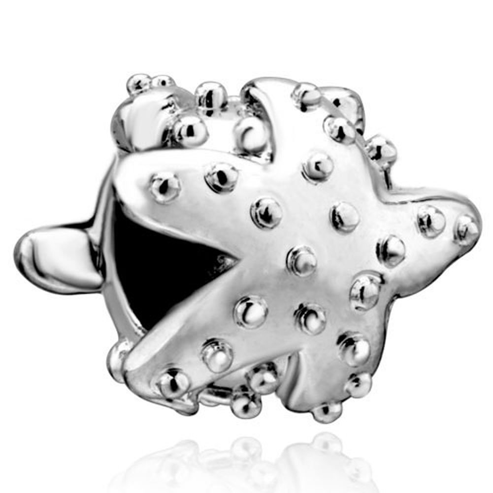 PugsterSilver Plated Starfish Charm Fits Pandora Bead Bracelet