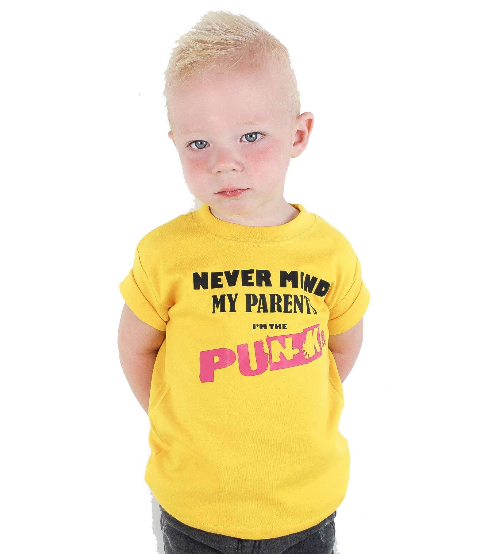 Baby Moo's Maglietta a maniche corte con scritta "Never Mind The Parents I'm The Punk" per bambini, per bambini e bambini, con musica punk rock