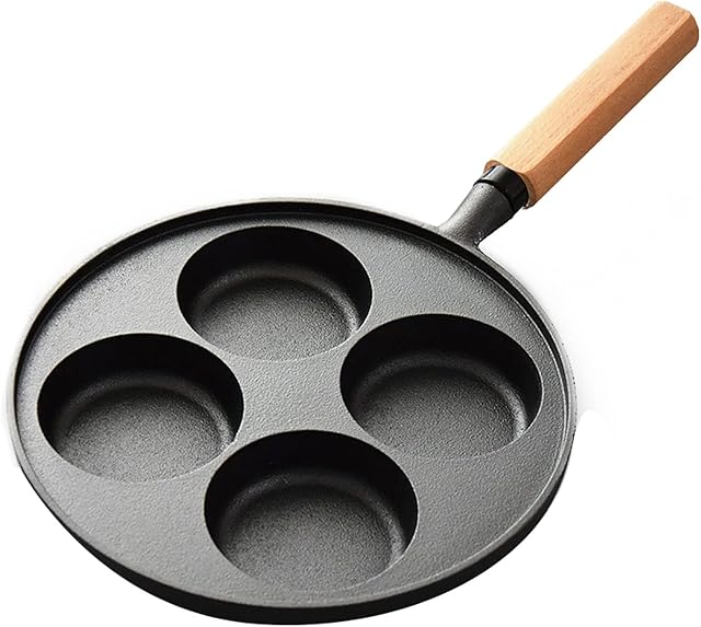 GQSJYM Cast Iron Skillet 8inch, 4 Cup Omelette Pan for Home Breakfast Poached Egg/Burger (Color : Single pot, Size : 25x25x2.5CM)