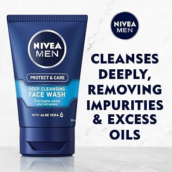 NIVEA MEN Deep Cleaning Face Wash Protect & Care (100 Ml) (Pack of 4)