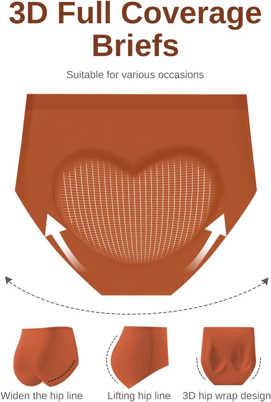 Womens Seamless Underwear High Waisted Full Coverage Briefs No Show Soft Breathable Panties 6 Pack - Image 5