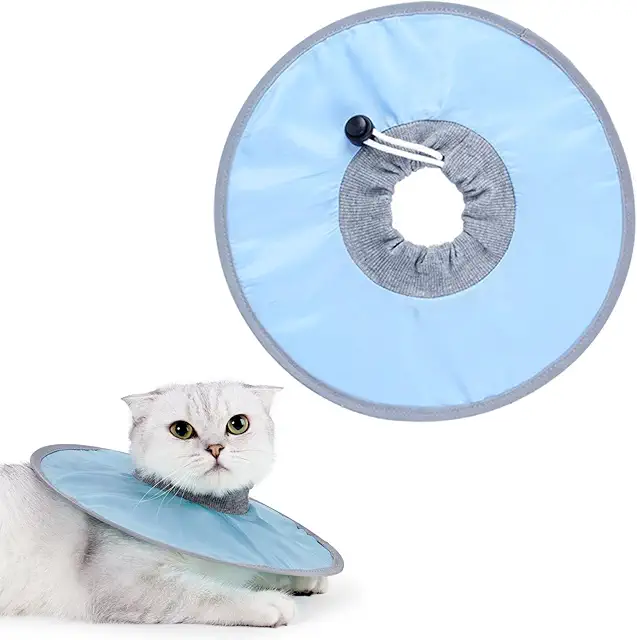 NIYATA Anti-Licking Cat Collar - Soft, Adjustable Elizabethan Collar for Cats & Small Dogs (Blue, Size M)
