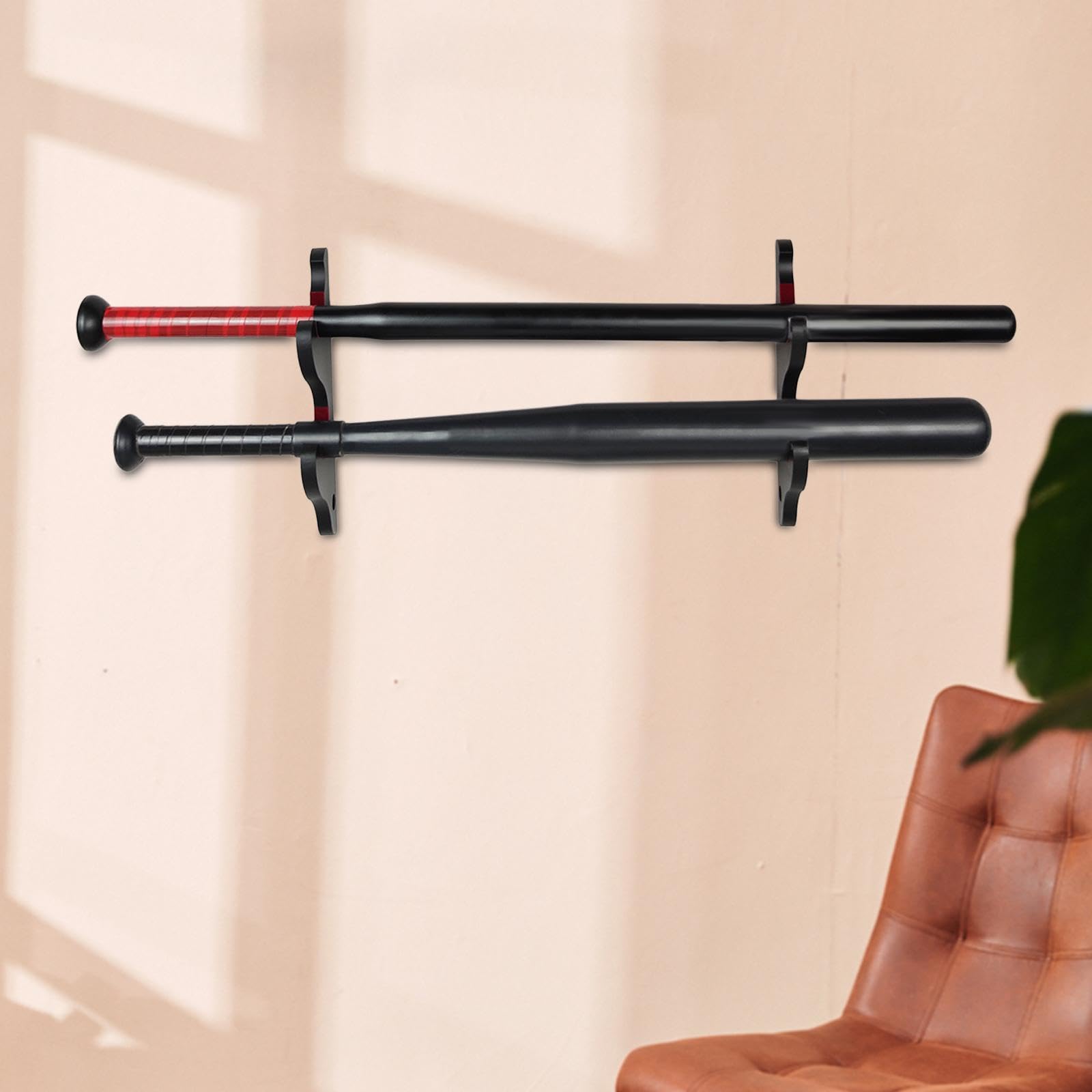 kowaku Baseball Bat Display Holder Soft Liner, Decorative Wall Mount Compact Baseball Bat Rack, Baseball Bat Display Hanger, 2 Tier