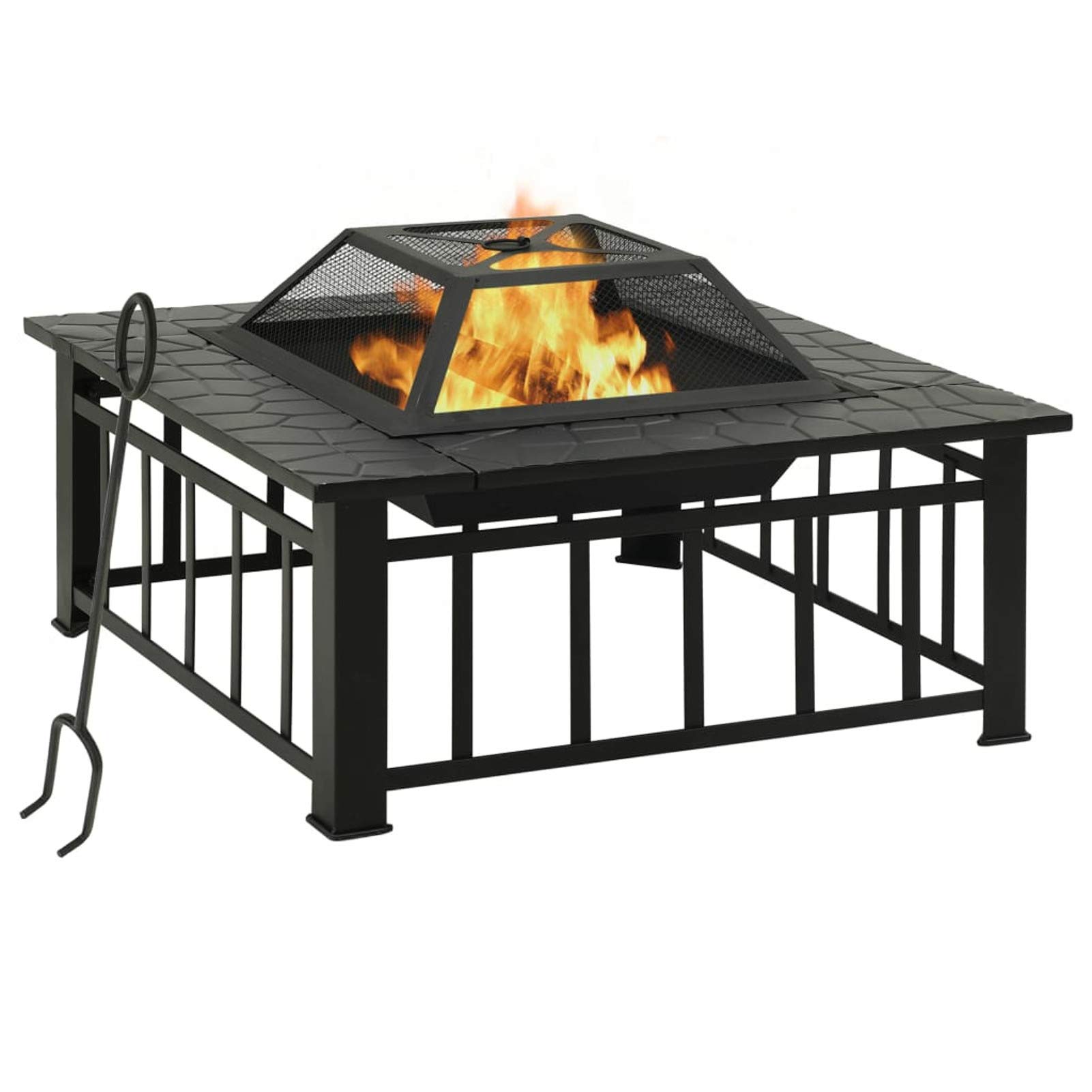 Gecheer Brasero de jardín con atizador Acero XXL 81x81x47 cm,Brasero Exterior para Jardín y Terraza TY-1