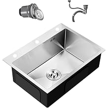 Kitchen Sink, Stainless Steel, Large Capacity, Simple Sink, Quiet Treatment, Condensation Prevention, Rust Proof, Easy Installation, Commercial Use, Home Use, Includes Draining Basket