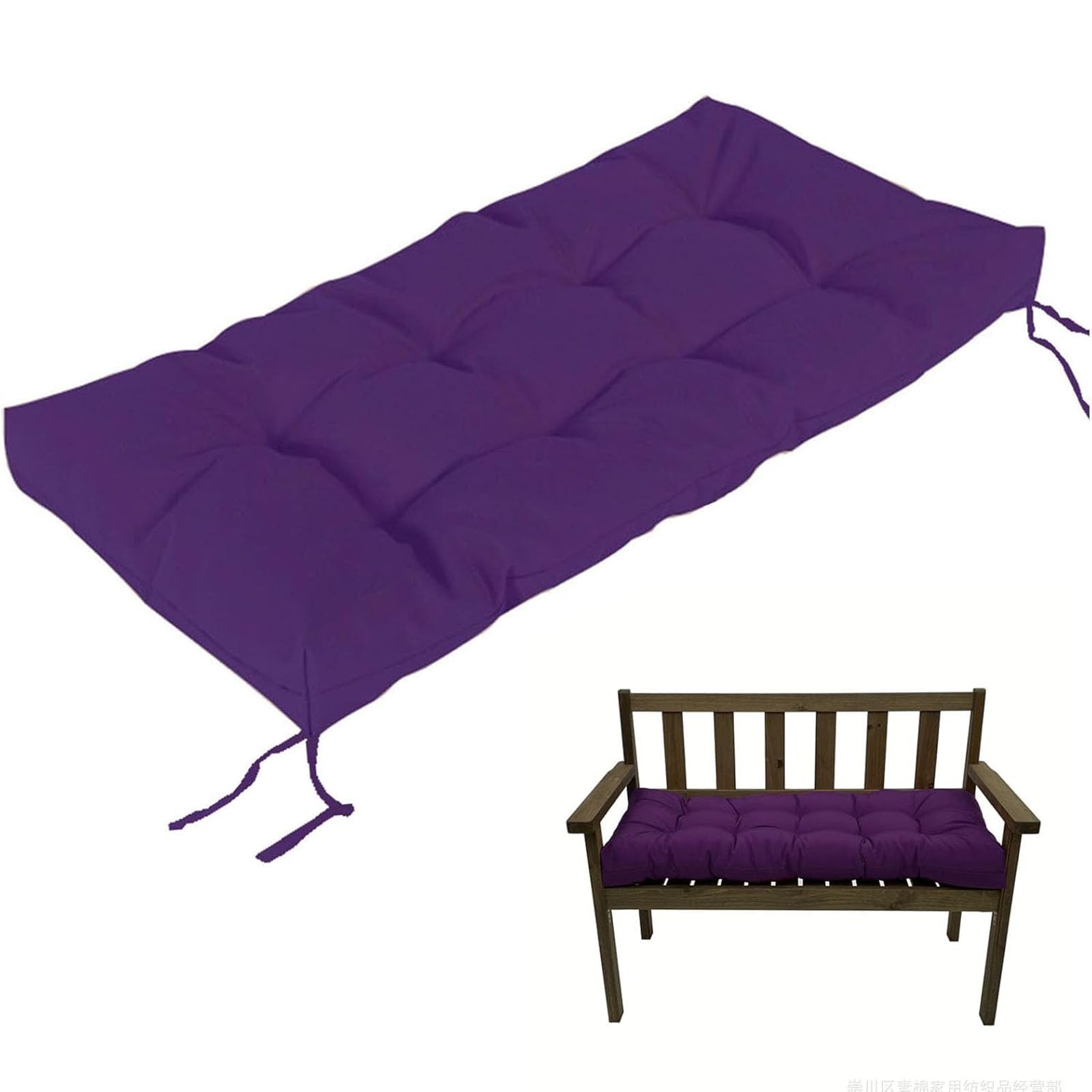 Generisch 8Cm Dick Bankauflage Outdoor, Weich Sitzkissen Sitzbankkissen für Den Außenbereich, rutschfeste Bankkissen Wasserfest Polster Auflagen Sitzauflage Für Gartenbank,Dark Purple,170x50cm