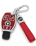 HAOYOUMEI Suitable For Mercedes Benz keys.Advanced soft TPU key Cover is compatible with CLS CLK AMG CLK GLC GLE GLS ML SL SLK A C E R S G Smart Remote Key (Type A red Key Case + key chain set)