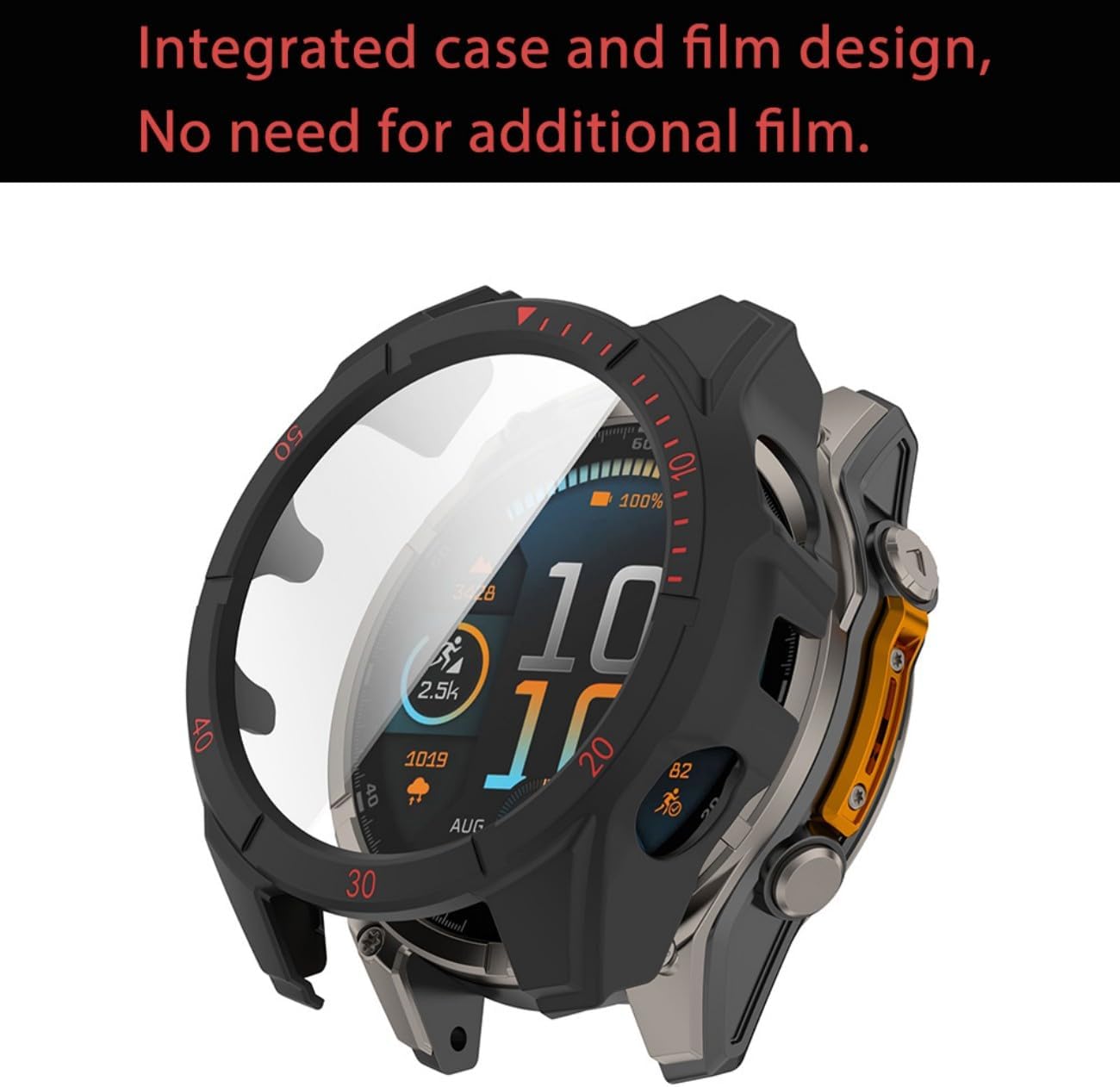 Screen Protector Case Compatible with Garmin Tactix 8 Solar 51MM, Case + Glass Integrated