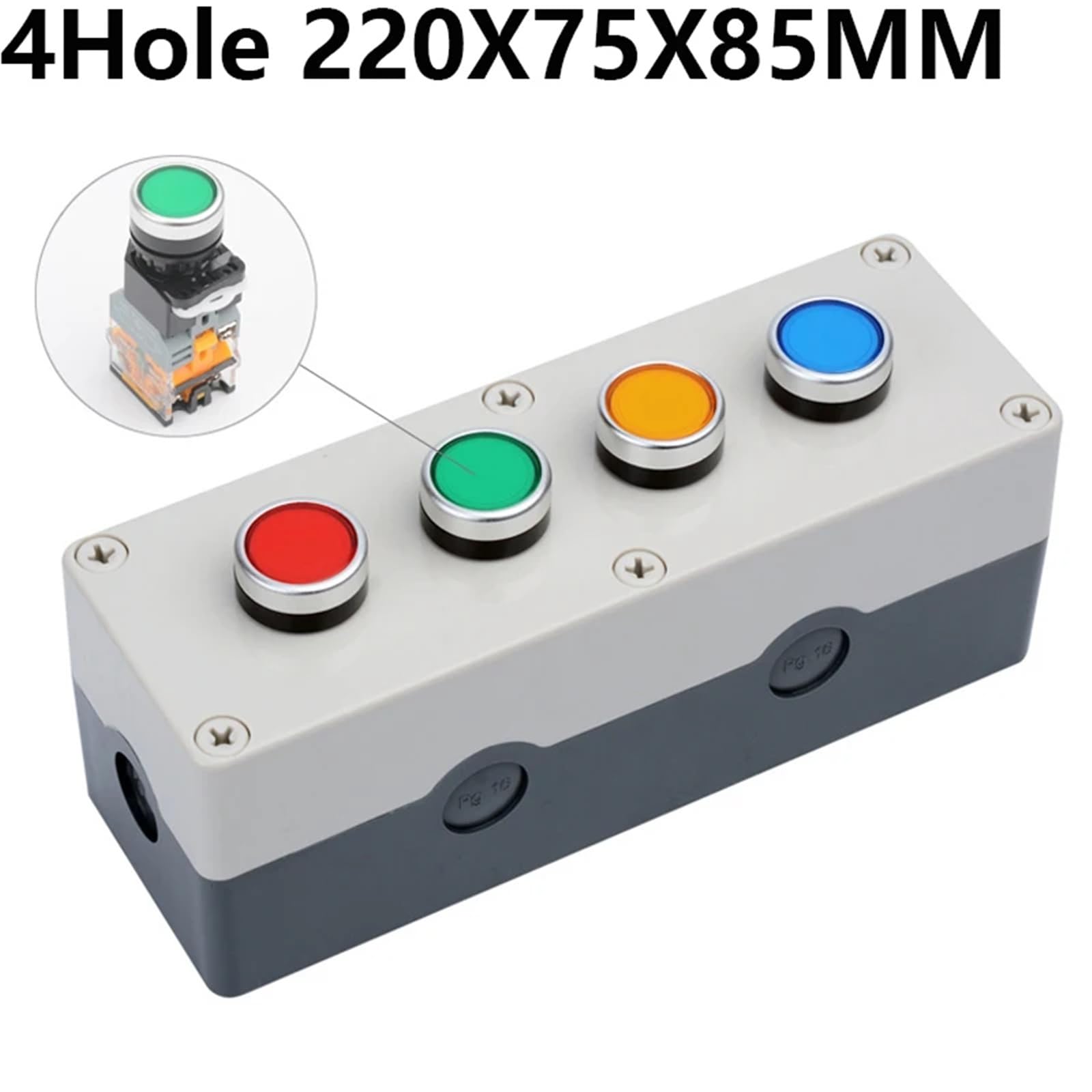 Caja de Control con interruptor de botón de luz, parada de arranque de energía, reinicio de 1234 orificios, bloqueo automático, 12V, 24V, 1 Uds.(10,24v)