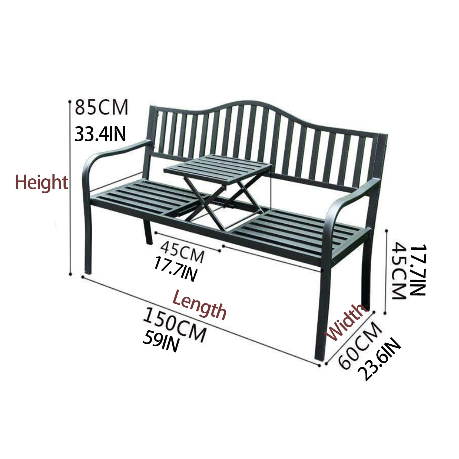 Panca da Giardino for Esterni con Tavolo Integrato, Divanetto da Patio