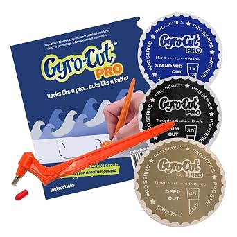 Genuine Gyro-Cut  PRO - Craft Tool with All 3 Nibs - Rotating Nib - Stencil Making and Scrapbooking Applique Leather Crafting