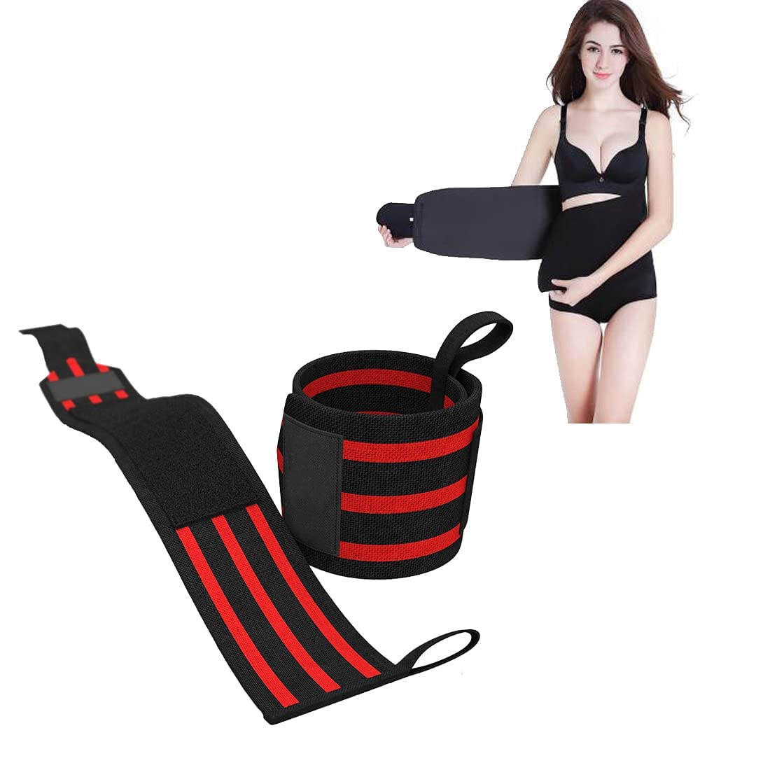 FIT DIV™ Wrist Support Band/Wraps with Thumb Loop Strap & FIT DIV™ Adjustable Sweat Fitness Waist Belt Trainer for Back Support, Sweat Wrap, Sweat Enhancer, Weight Loose-image-49
