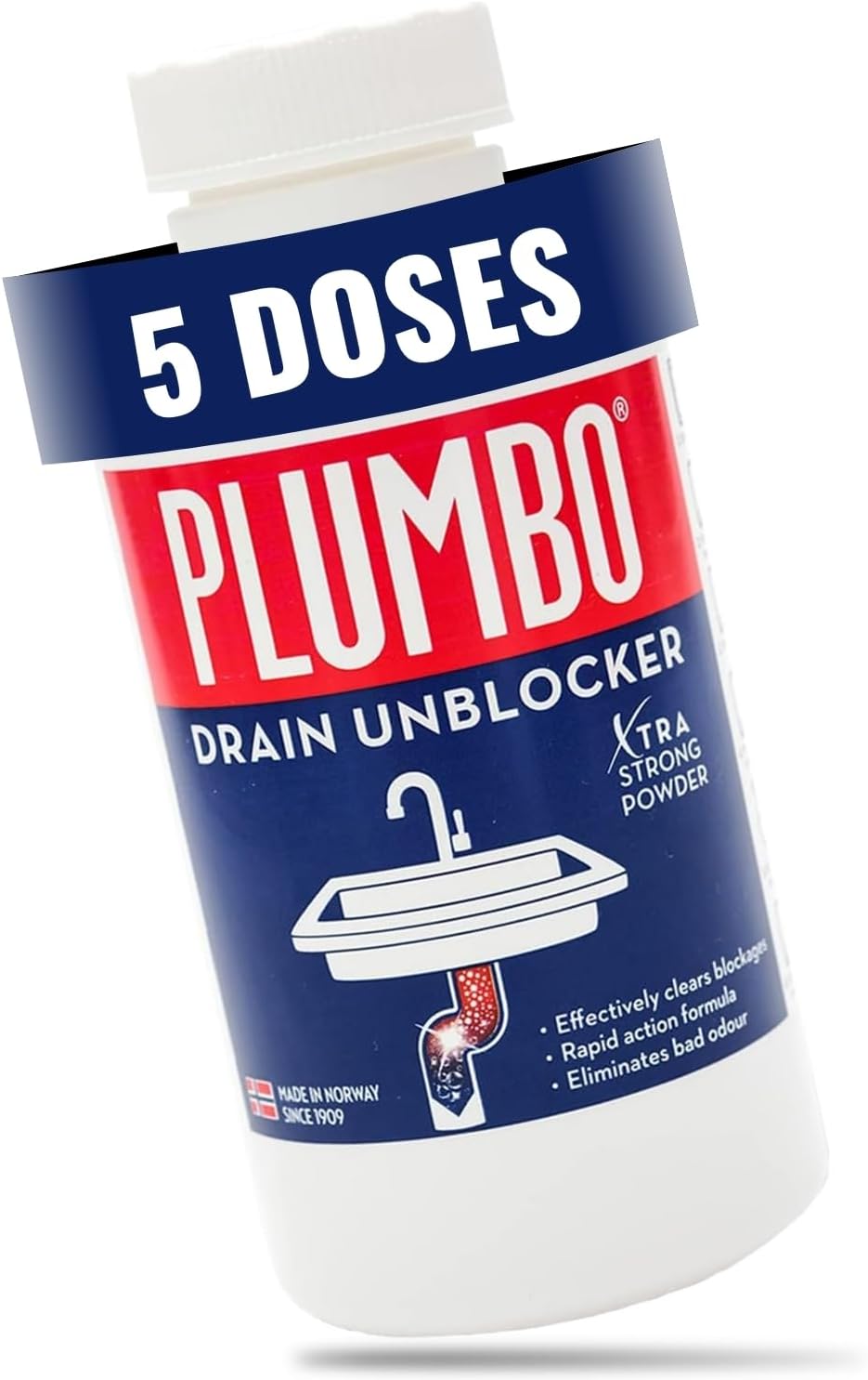 Kitchen Drain Unblocker – Extra Strong Formula – Rapid Action Cleaner & Odour Remover – Removes Blockages Fast – 5 Doses Heavy Duty Problem Solver