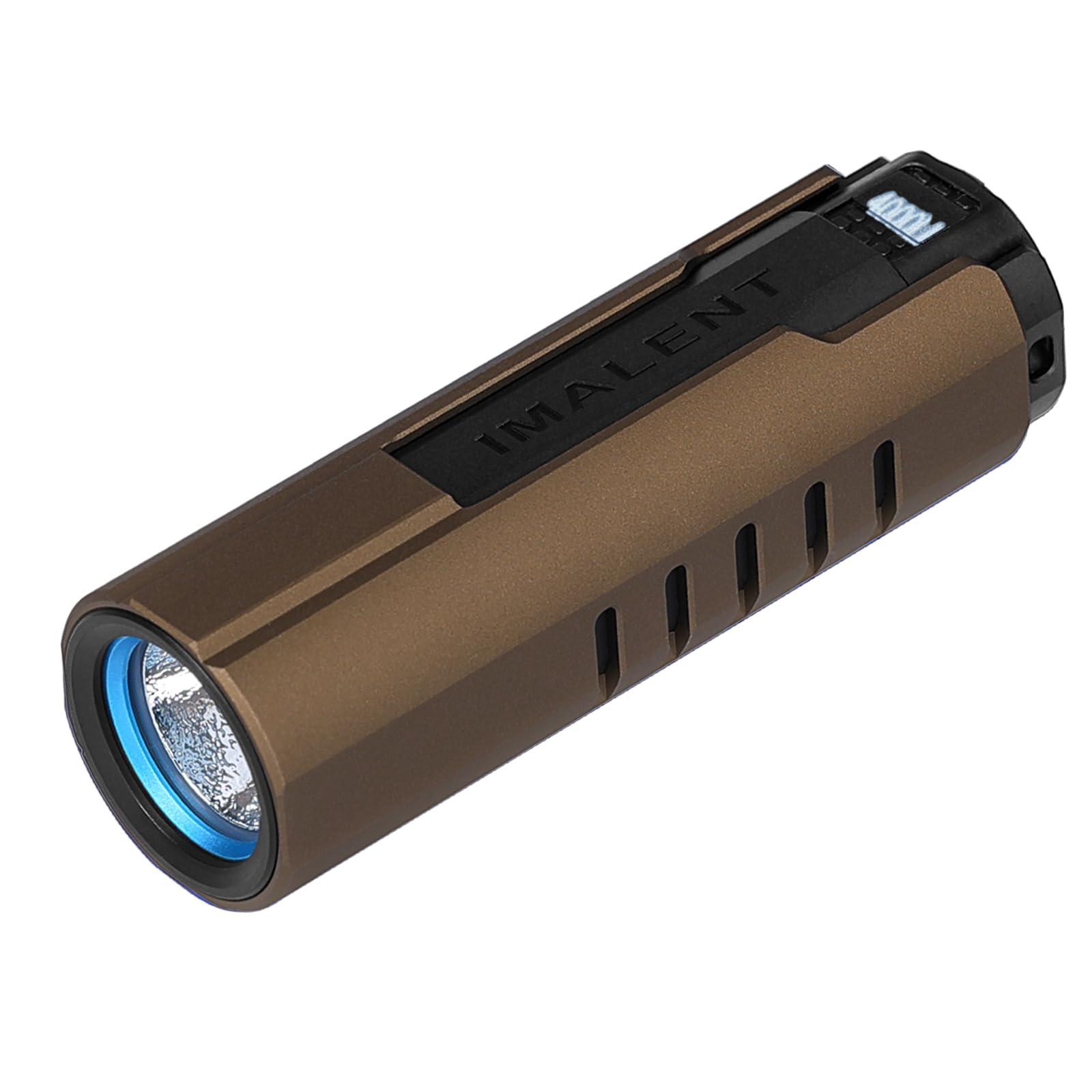 LD70 Mini EDC Flashlight Rechargeable, High Performance 4000 lumens Pocket Torch -Uses CREE XHP70.2 LED, OLED Display Keychain Flashlight for Power Outage and Walking Your Dog (Gold)