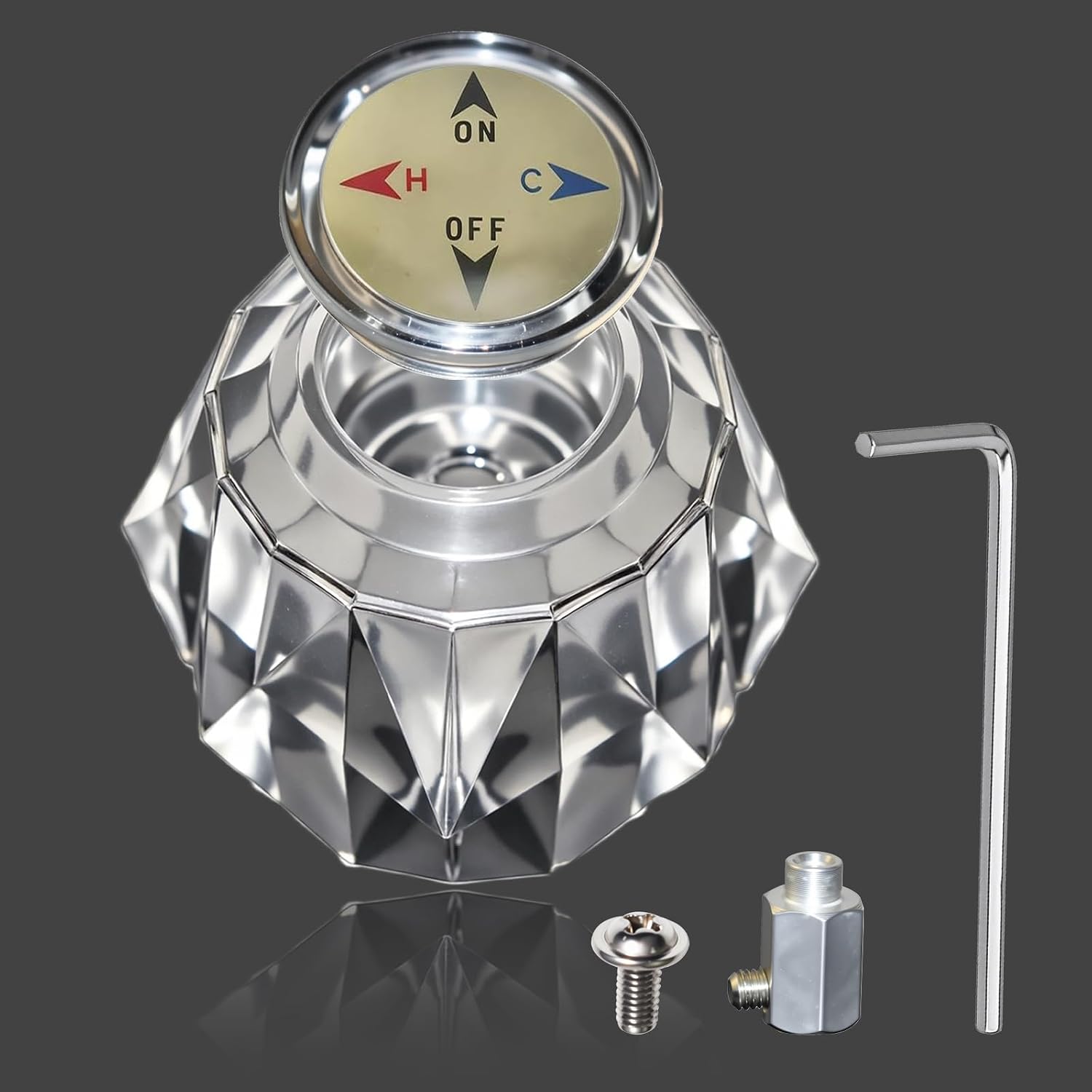 RP41661 Shower Faucet Replacement Kit for Delta and Peerless | Single‑handle tub/shower faucet knob, includes connector, screw and button,Easy to install,Clear Acrylic