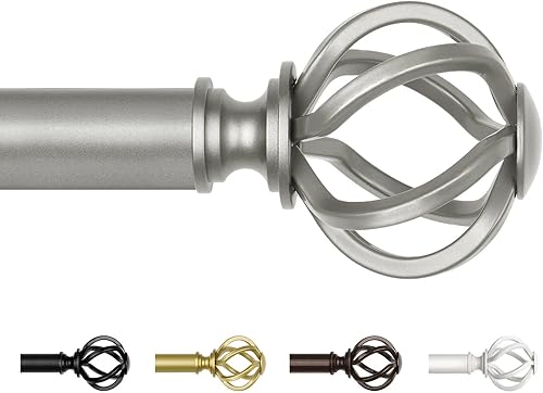 Barra de cortina antigua plateada 32 a 58 pulgadas (2.6-4.8 pies), USFOOK - Barras de cortina de 7/8 para ventanas de 20 a 54 pulgadas, Barras de