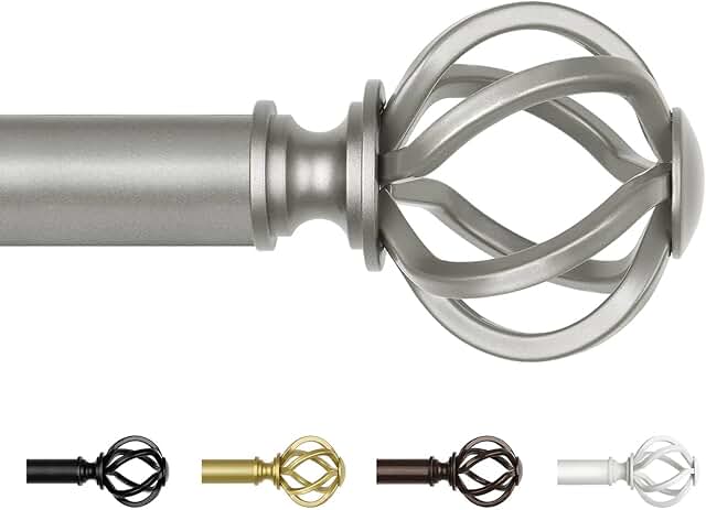 Antique Silver Curtain Rod 32 to 58 Inch (2.6-4.8 ft), USFOOK 7/8 Curtai...