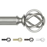 Antique Silver Curtain Rod 32 to 58 Inch &lpar;2&period;6-4&period;8 ft&rpar;&comma; USFOOK 7&sol;8 Curtain Rods for Windows 20 to 54 Inch&comma; Telescoping Splicing Drapery Rods with Twisted Cage Finials