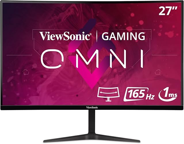 ViewSonic VX2718-2KPC-MHD 27-inch 2K QHD Curved Gaming Monitor, 165Hz, 1ms, Dual Integrated Speakers, Adaptive Sync, DisplayPort, 2x HDMI, for Home Entertainment and Gaming