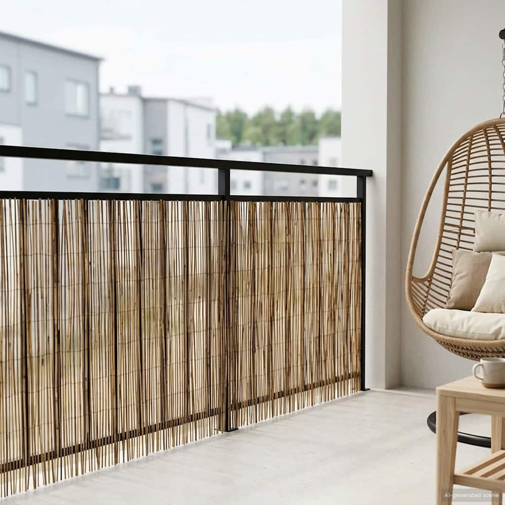 Recinzione Stuoia Giunco Carbonizzato per Giardino 400x100 cm | Ideale per creare privacy su balcone o terrazzo, questa canna naturale offre una schermatura dal vento e dal sole.