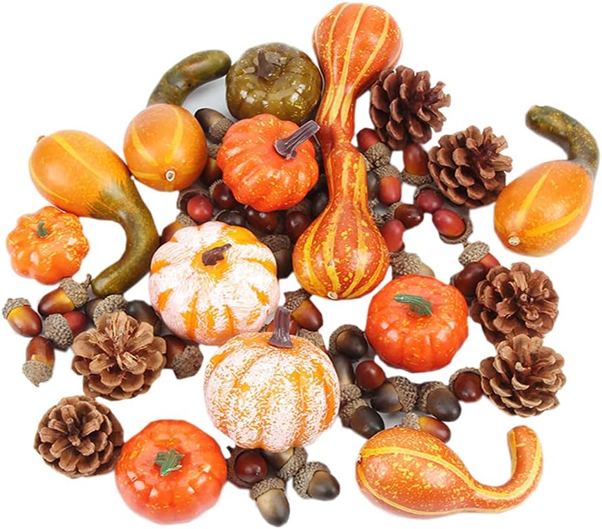 50 Pcs Artificial Pumpkins Decoration Set Mini Autumn Harvest Decoration Fall Pumpkin Table Decoration