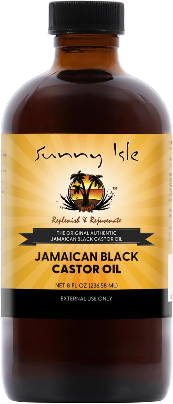 Sunny Isle Jamaican Black Castor Oil 8oz | Original | For Healthy-Looking Hair, Skin, Nails, Eyebrows & Eyelashes | Skin Conditioning