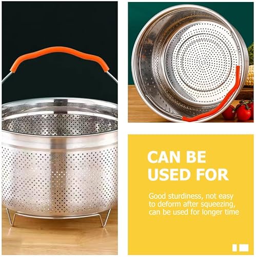 Miniatura 2 de Hemoton Cesta de vapor para ollas instantáneas, estante de acero inoxidable para cocinar al vapor, frutas, verduras, huevos, carnes, colador para