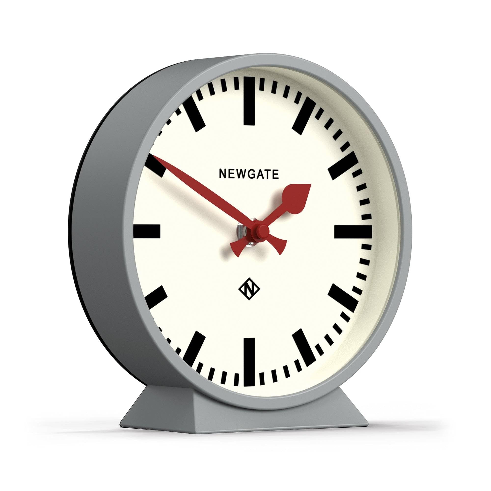 Newgate Grey Newgate® M Mantel Railway Desk Clock | Modern Round Station Clock Design | | Contemporary Style For Desk, Table, Shelf Or Bedside