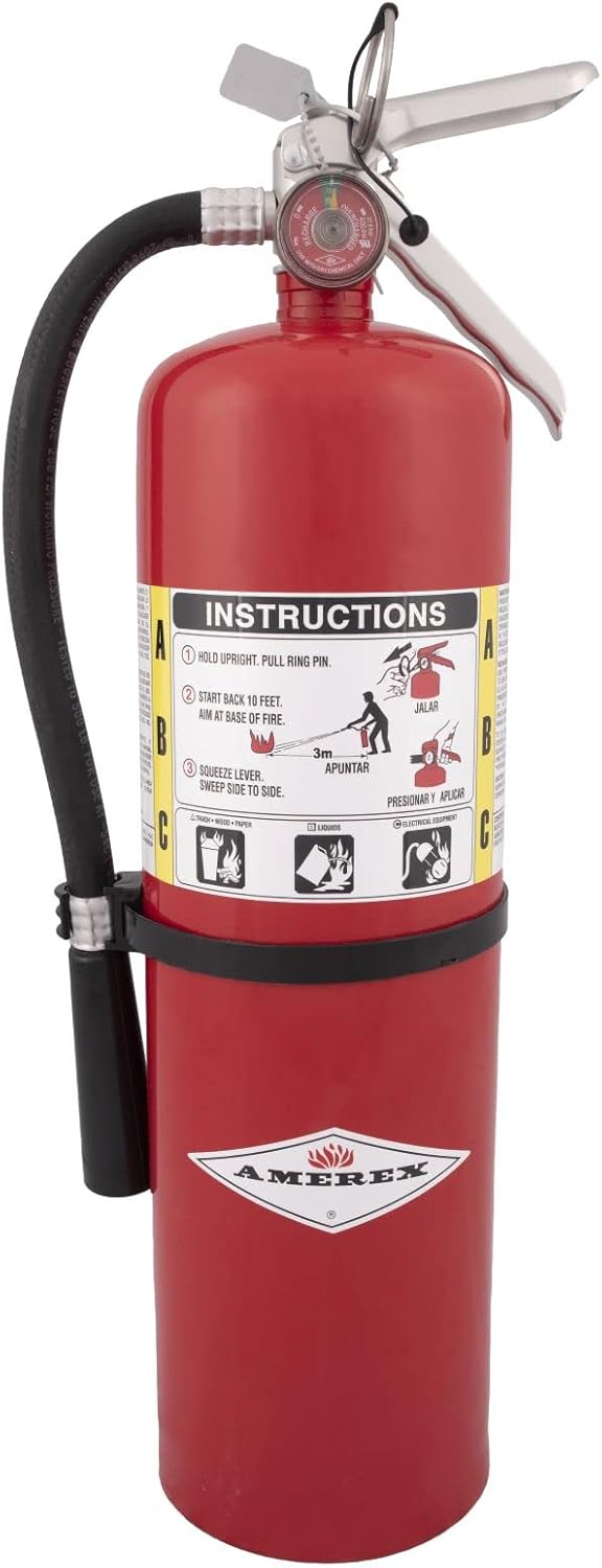 Amerex B456, 10 lb. ABC Dry Chemical Multi-Purpose Fire Extinguisher with Wall Bracket