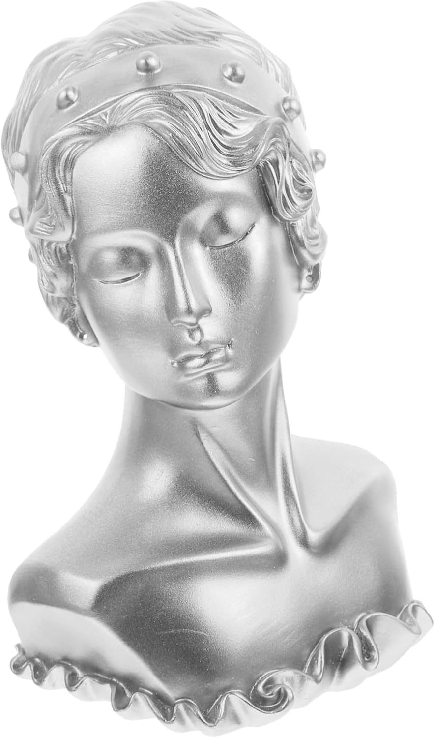 PRETYZOOM Silver Resin Jewelry Display Figurine Necklace and Earrings Storage Organizer Stand for Boutique and Home Bust Model Rack for Easy Viewing and Collection