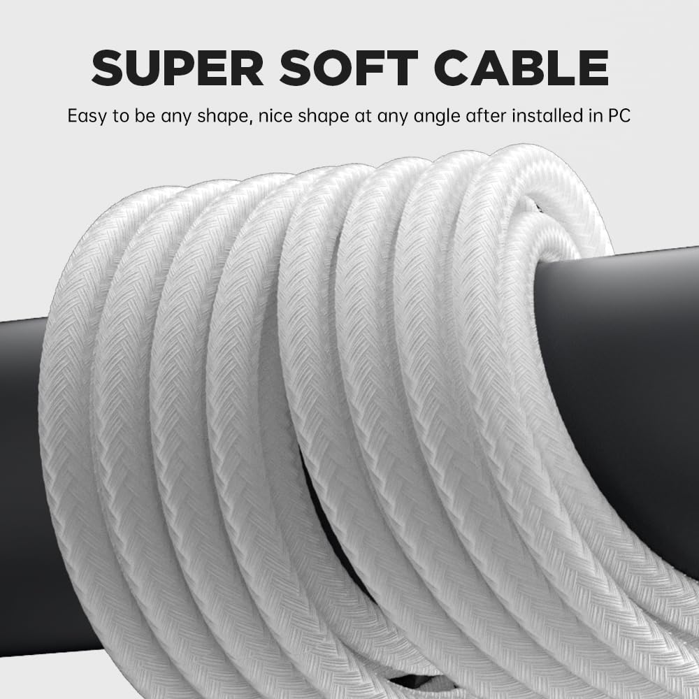 Generic PSU Cable Extension Kit 30CM Length with Cable Combs 1x24Pin/2x8Pin(4+4) EPS/2x8Pin(6P+2P) PCI-E/PC Sleeved Cable for ATX Power Supply (White)