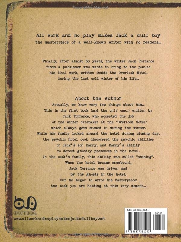 All Work And No Play Makes Jack A Dull Boy : roman en édition reliée - 3