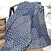 RAJRANG Quilted Patchwork Cotton Throw Blanket - Indigo Blue Shibori Dye Indian Decorative Super Soft & Warm Blanket for Sofa and Couch 50x60
