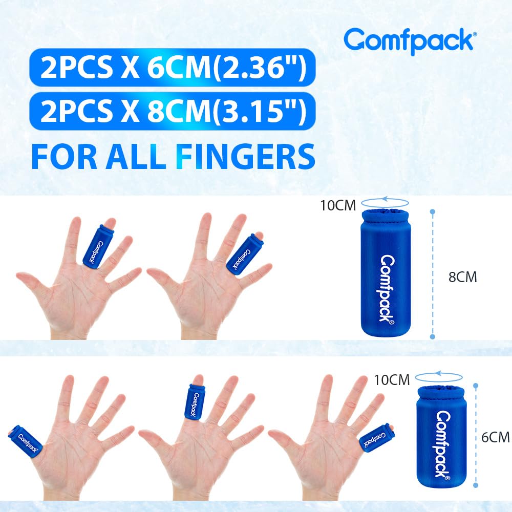 Comfpack Mangas de hielo para dedos, 4 paquetes de hielo de gel frío para dedos de los pies, mangas de compresión frías y calientes para artritis, hinchazón, dedos en gatillo, lesiones de dedos y