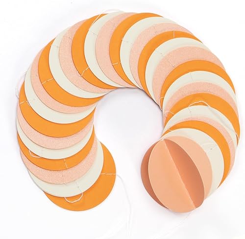 Miniatura 3 de Guirnalda de papel para decoración de fiesta de otoño beige, naranja y rosa, 39 pies, 3D de otoño, bohemio, colgante, para Acción de Gracias,