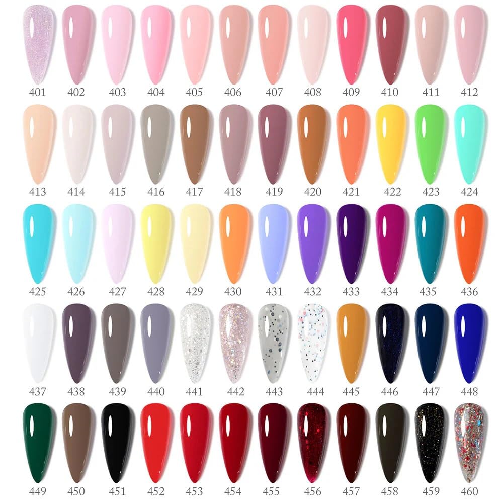 MASHUR FAB VIP Set 65 PCS 7.5ML Spring Summer Gel Nail Polish Kit with Color Card,Base Matte Top Coat Gel Polish Set,UV LED Soak Off Manicure Starter,Suitable to DIY at Home Nail Art Salon (VIP 4)